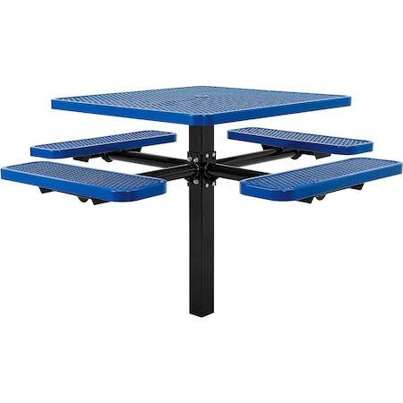 Global Industrial Square Picnic Table, In Ground Mount, Expanded Metal, Blue, 46 in 695293BL